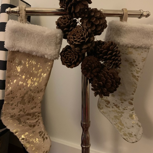 Gorgeous Holiday Stockings - hide fur gold paint - Picture 2 of 4